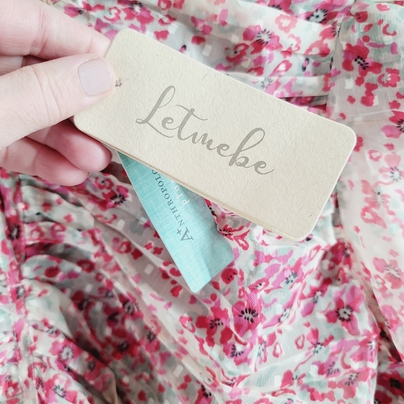 NWT Anthropologie LetMeBe Ruched Floral Blouse, Top 1X - Picture 6 of 7